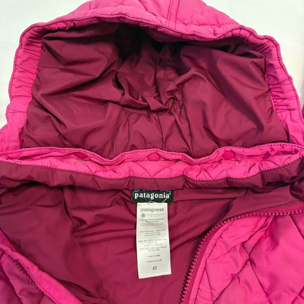 Patagonia Girls 4T Quilted Winter Jacket Removable Hood Vintage - Picture 8 of 9